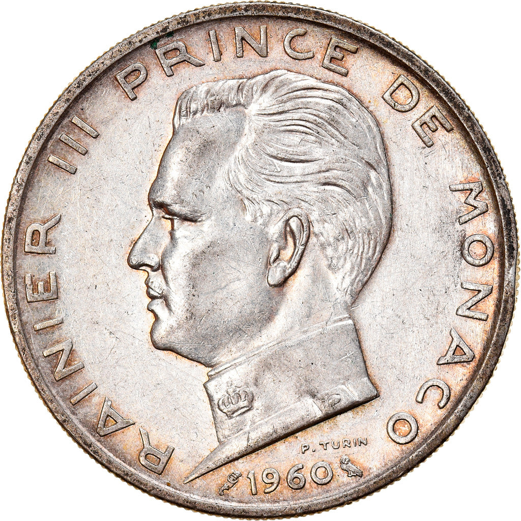 Monnaie, Monaco, Rainier III, 5 Francs, 1960, TTB+, Argent, Gadoury:MC 152