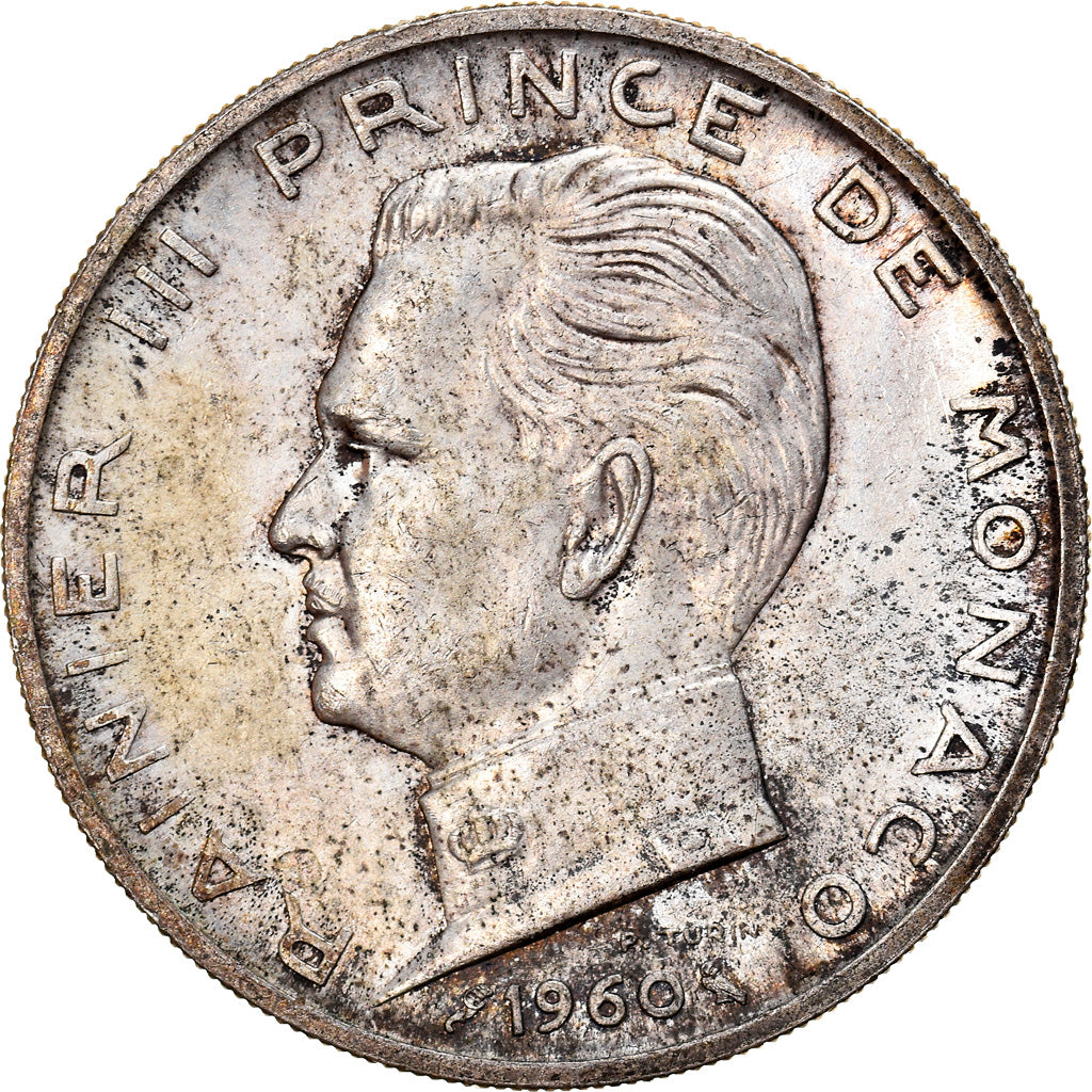 Moneta, Monaco, Rainier III, 5 Francs, 1960, BB, Argento, KM:141, Gadoury:MC 152