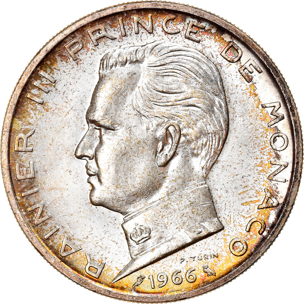 Coin, Monaco, Rainier III, 5 Francs, 1966, AU(50-53), Silver, KM:141, Gadoury:MC