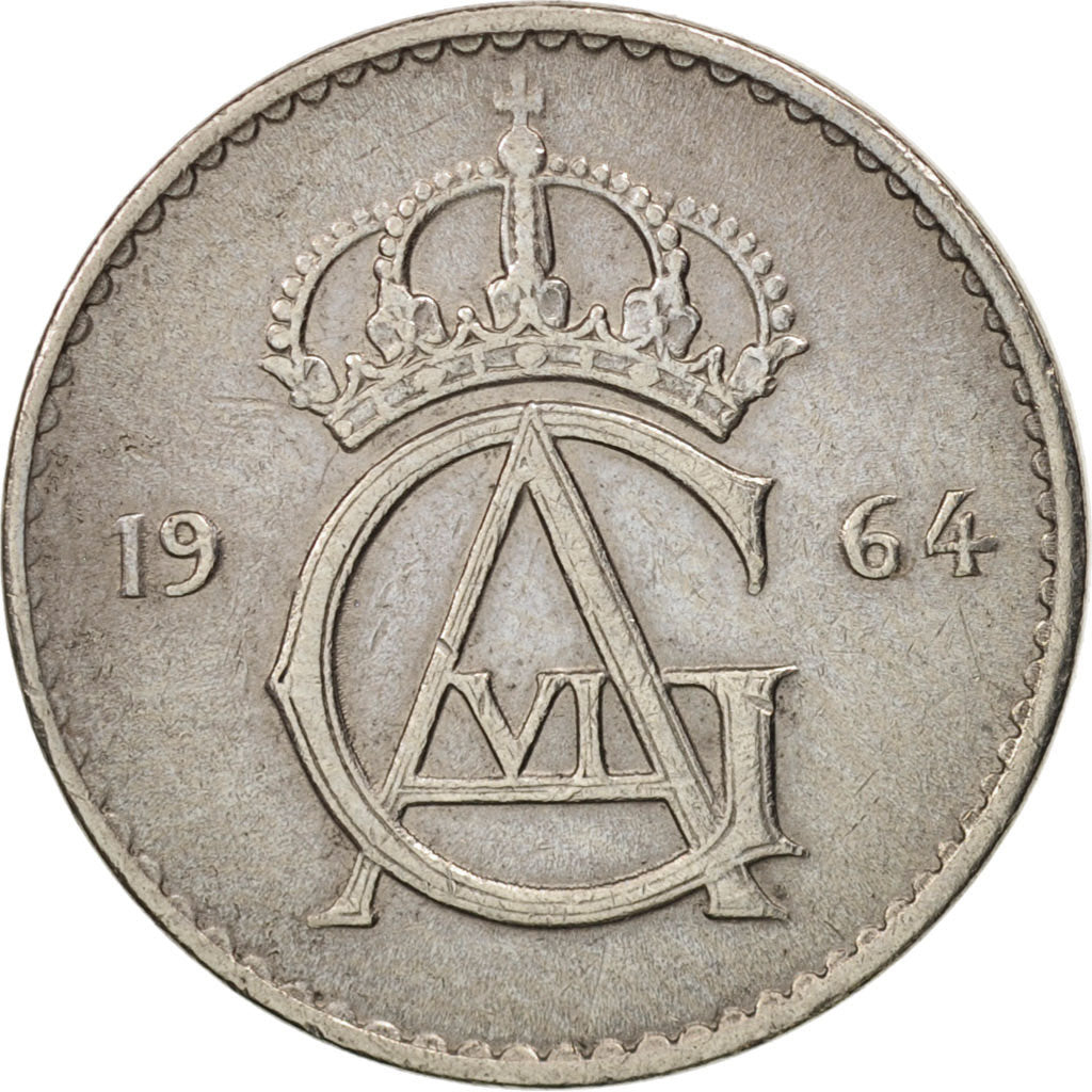 Coin, Sweden, Gustaf VI, 25 Öre, 1964, EF(40-45), Copper-nickel, KM:836