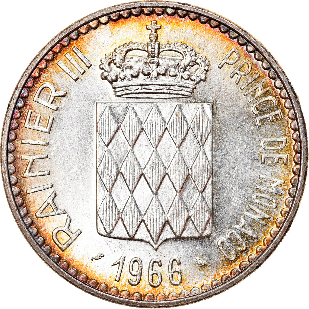 Coin, Monaco, Rainier III, 10 Francs, 1966, Paris, MS(60-62), Silver, KM:146