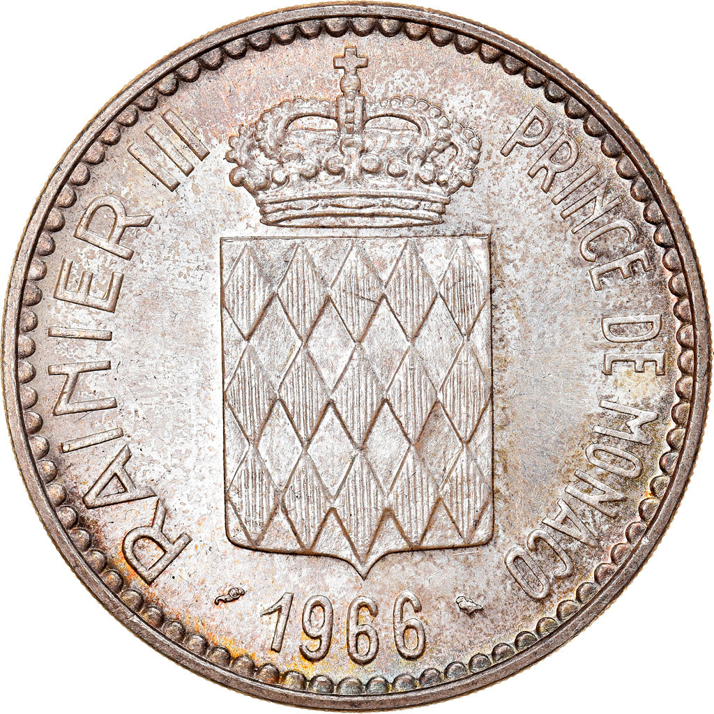 Coin, Monaco, Rainier III, 10 Francs, 1966, Paris, AU(55-58), Silver, KM:146