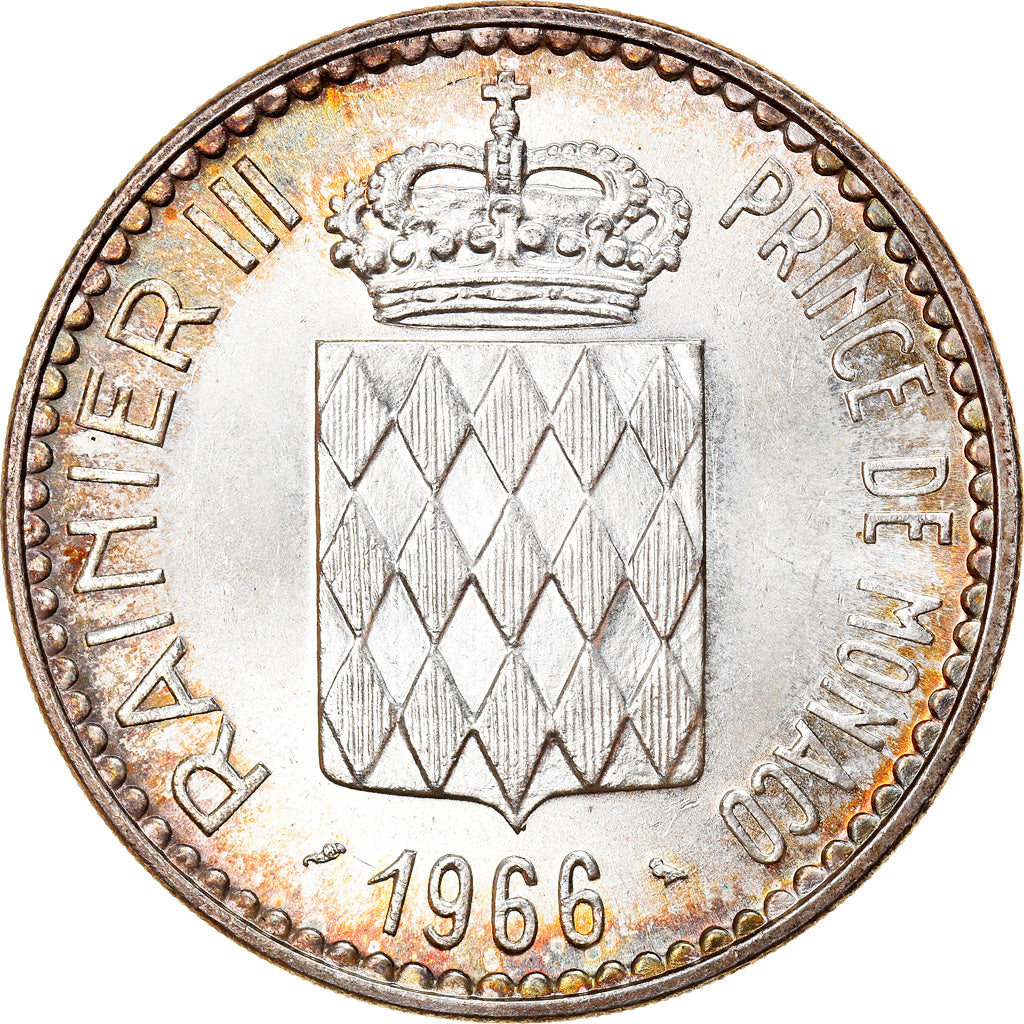 Coin, Monaco, Rainier III, 10 Francs, 1966, Paris, AU(55-58), Silver, KM:146