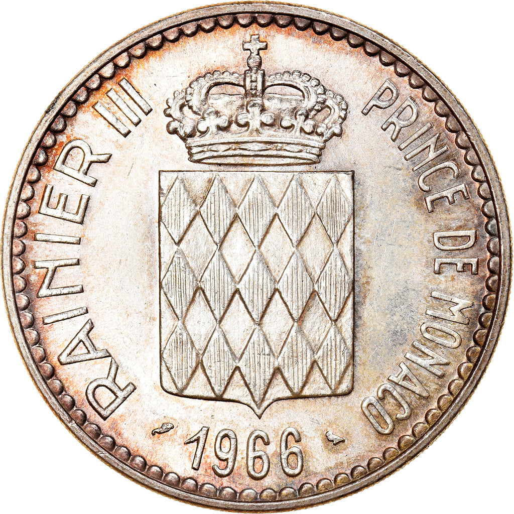 Coin, Monaco, Rainier III, 10 Francs, 1966, Paris, AU(55-58), Silver, KM:146