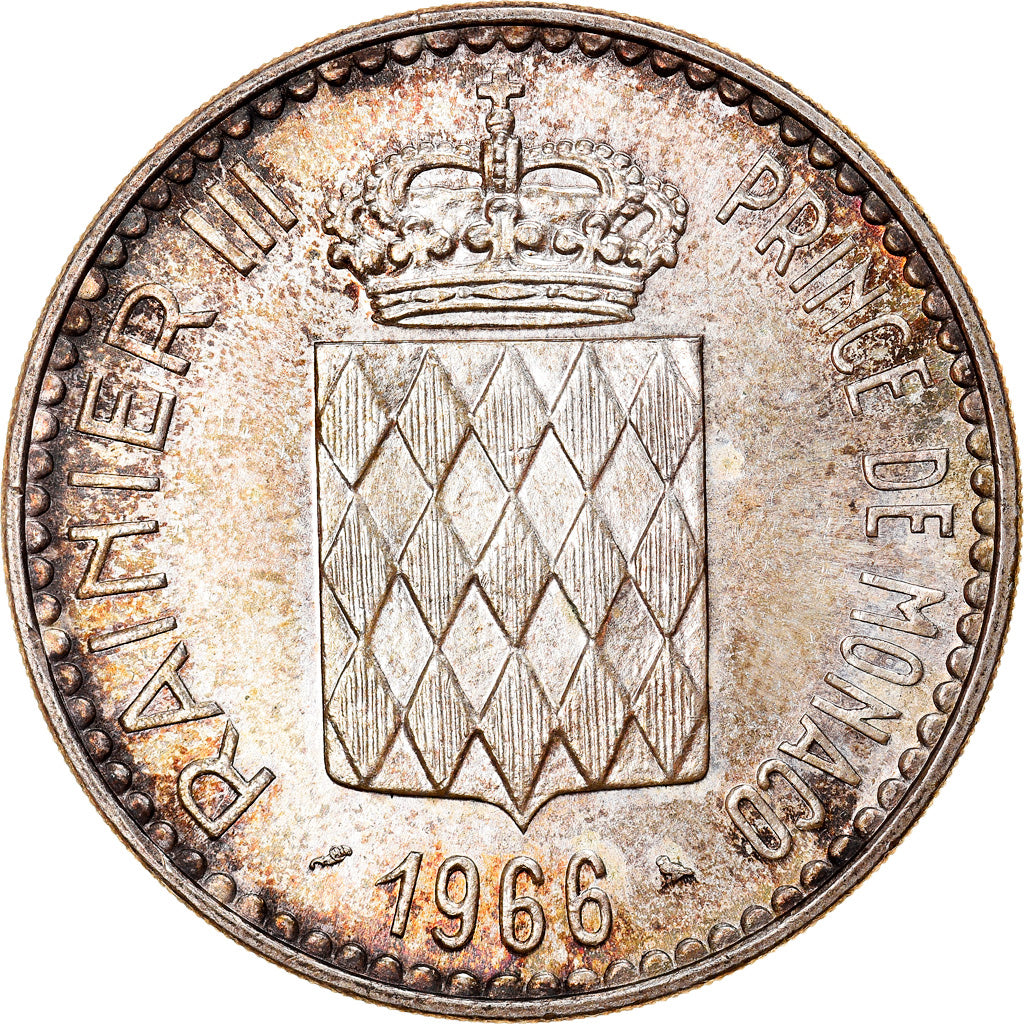 Coin, Monaco, Rainier III, 10 Francs, 1966, Paris, AU(55-58), Silver, KM:146