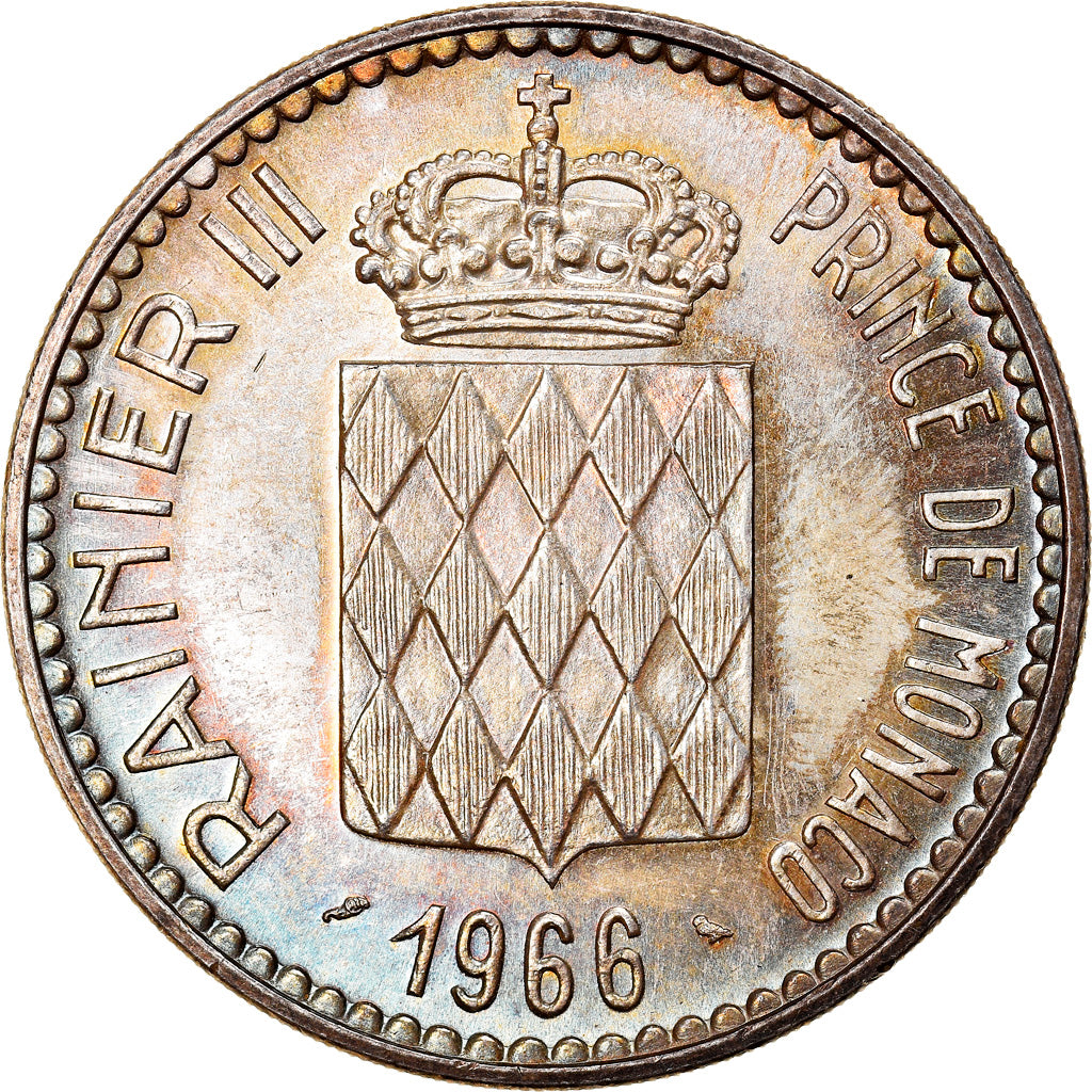 Coin, Monaco, Rainier III, 10 Francs, 1966, Paris, AU(55-58), Silver, KM:146