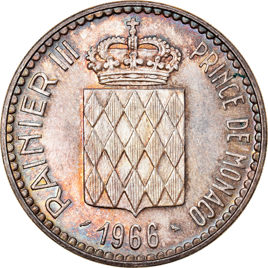 Coin, Monaco, Rainier III, 10 Francs, 1966, Paris, AU(50-53), Silver, KM:146