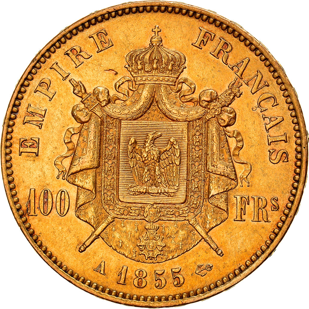 Moneda, Francia, Napoleon III, Napoléon III, 100 Francs, 1855, Paris, MBC+
