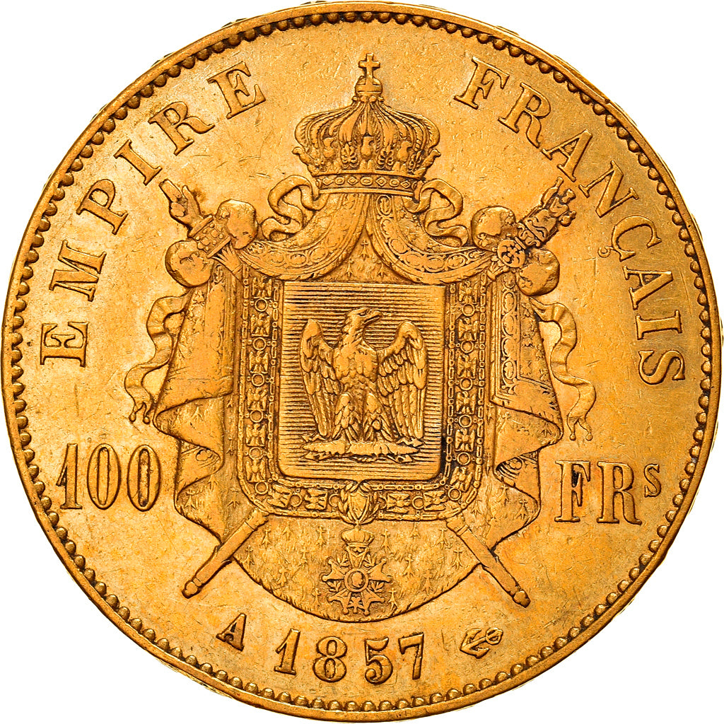 Munten, Frankrijk, Napoleon III, 100 Francs, 1857, Paris, FR+, Goud, KM:786.1