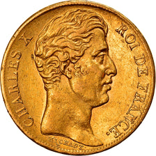 Moneda, Francia, Charles X, 20 Francs, 1828, Paris, MBC+, Oro, KM:726.1