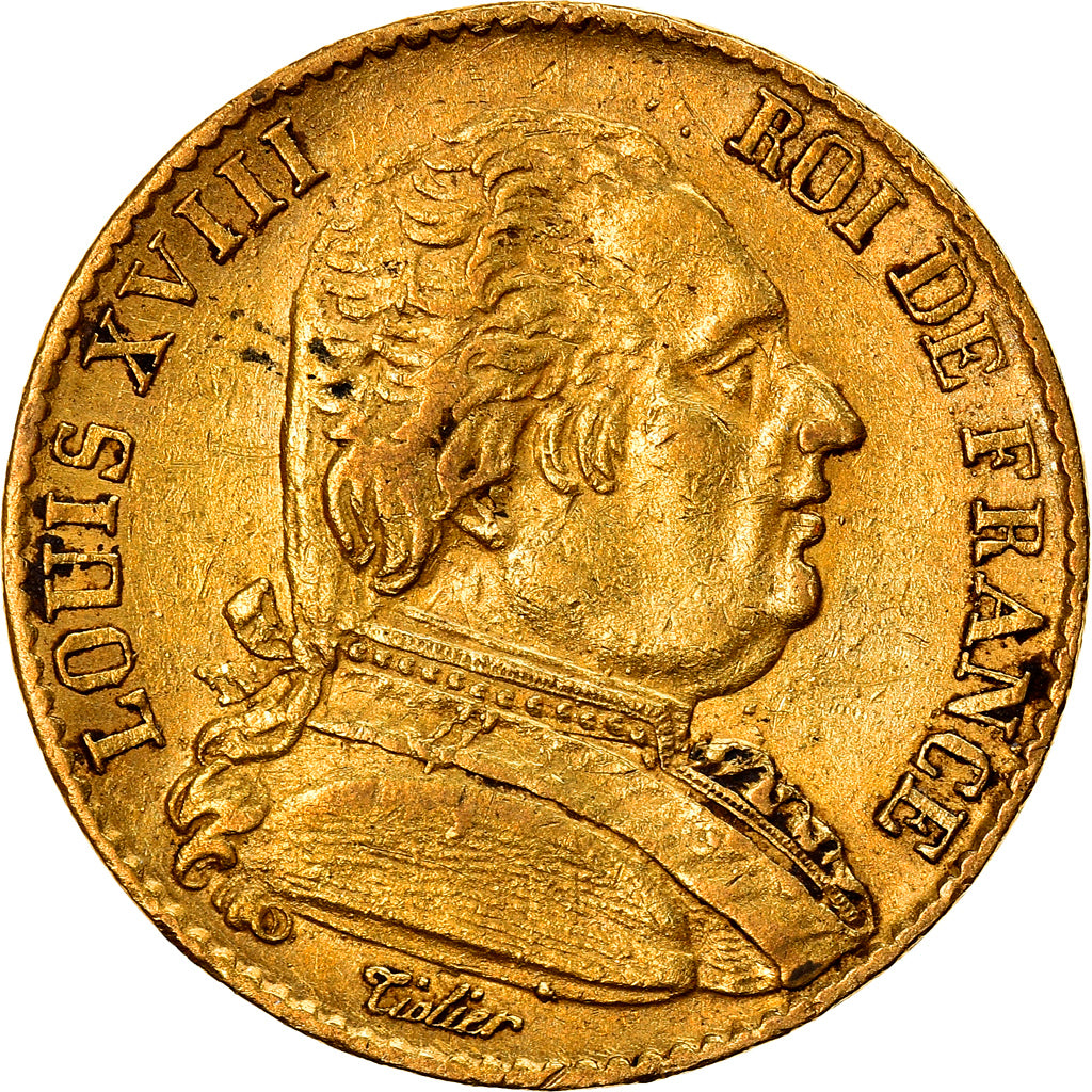 Moneta, Francia, Louis XVIII, Louis XVIII, 20 Francs, 1814, Paris, BB, Oro