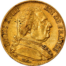 Moneta, Francia, Louis XVIII, Louis XVIII, 20 Francs, 1814, Paris, BB, Oro