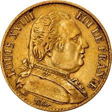 Moneda, Francia, Louis XVIII, Louis XVIII, 20 Francs, 1814, Paris, MBC, Oro
