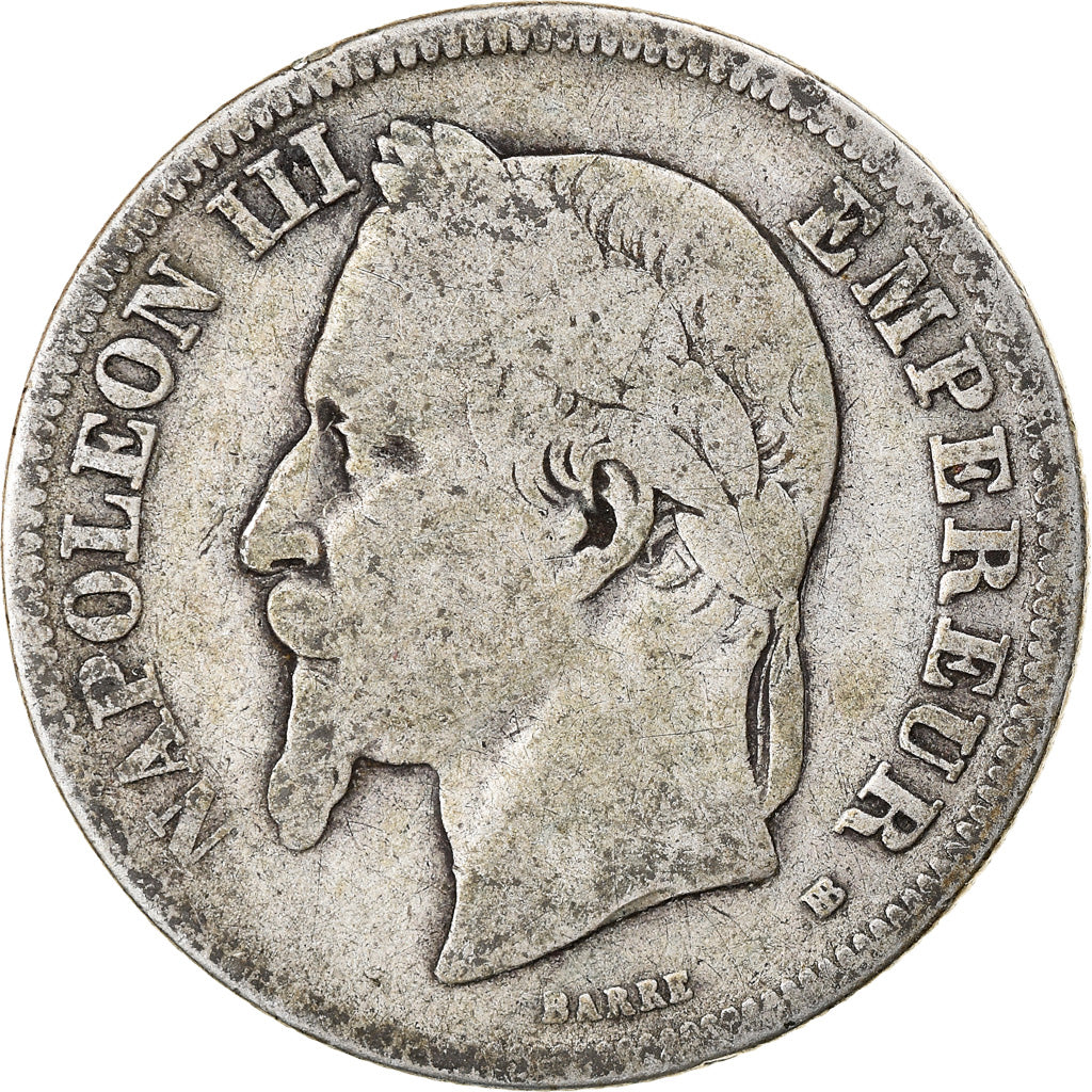 Monnaie, France, Napoleon III, Napoléon III, 2 Francs, 1867, Strasbourg, B+