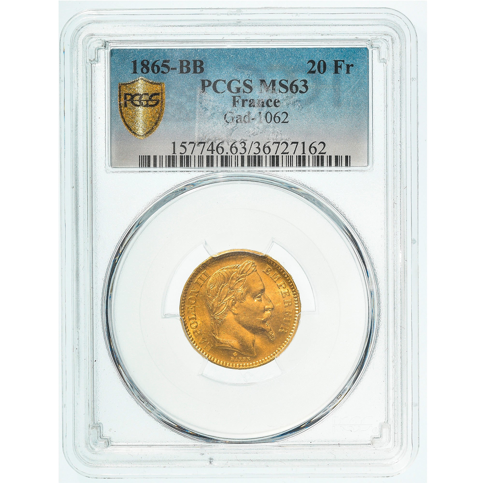 Monnaie, France, Napoleon III, 20 Francs, 1865, Strasbourg, GENI, MS63, SPL, Or