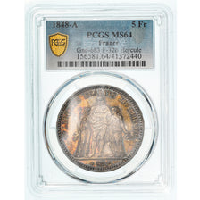 Coin, France, Hercule, 5 Francs, 1848, Paris, PCGS, MS64, MS(64), Silver
