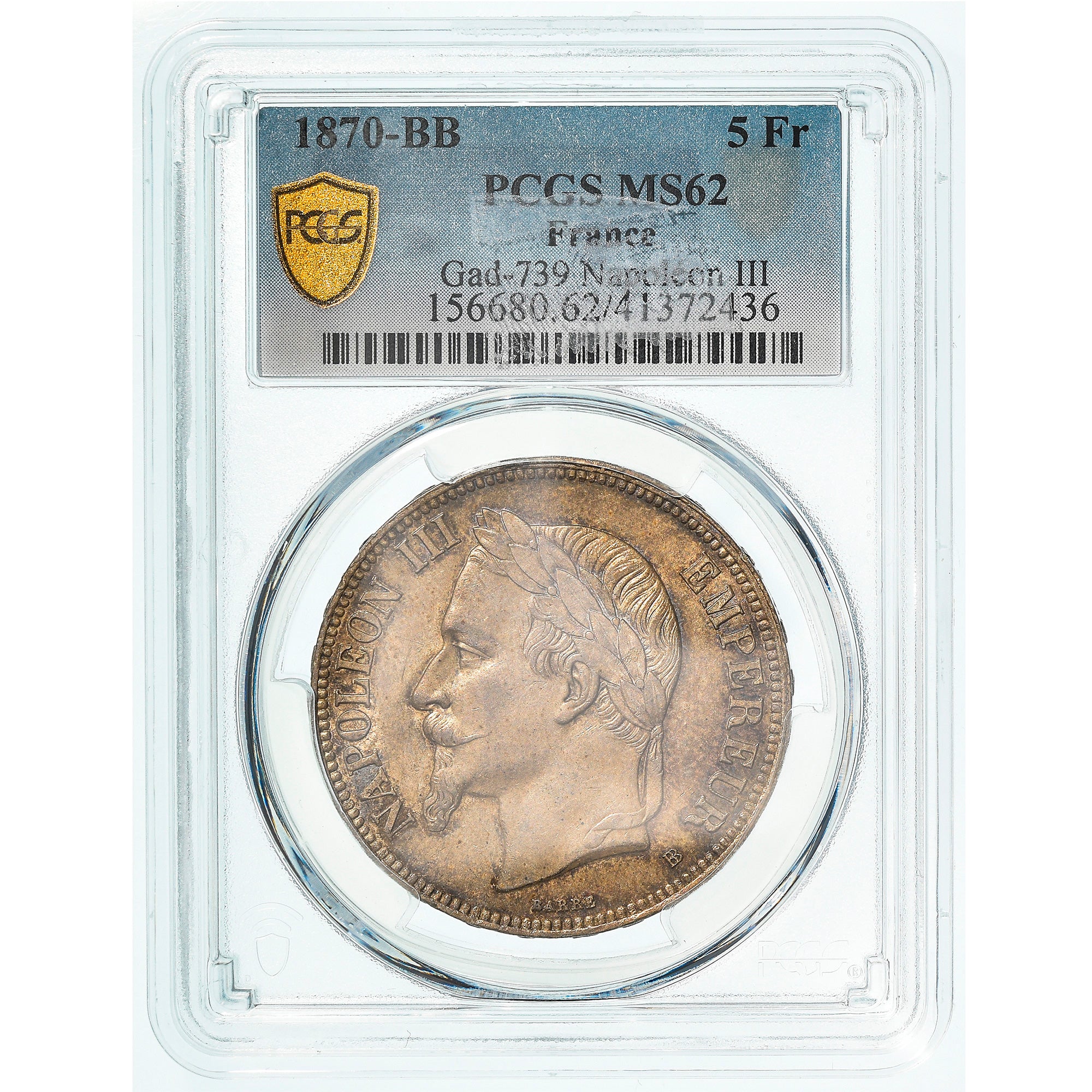 Coin, France, Napoleon III, Napoléon III, 5 Francs, 1870, Strasbourg, PCGS