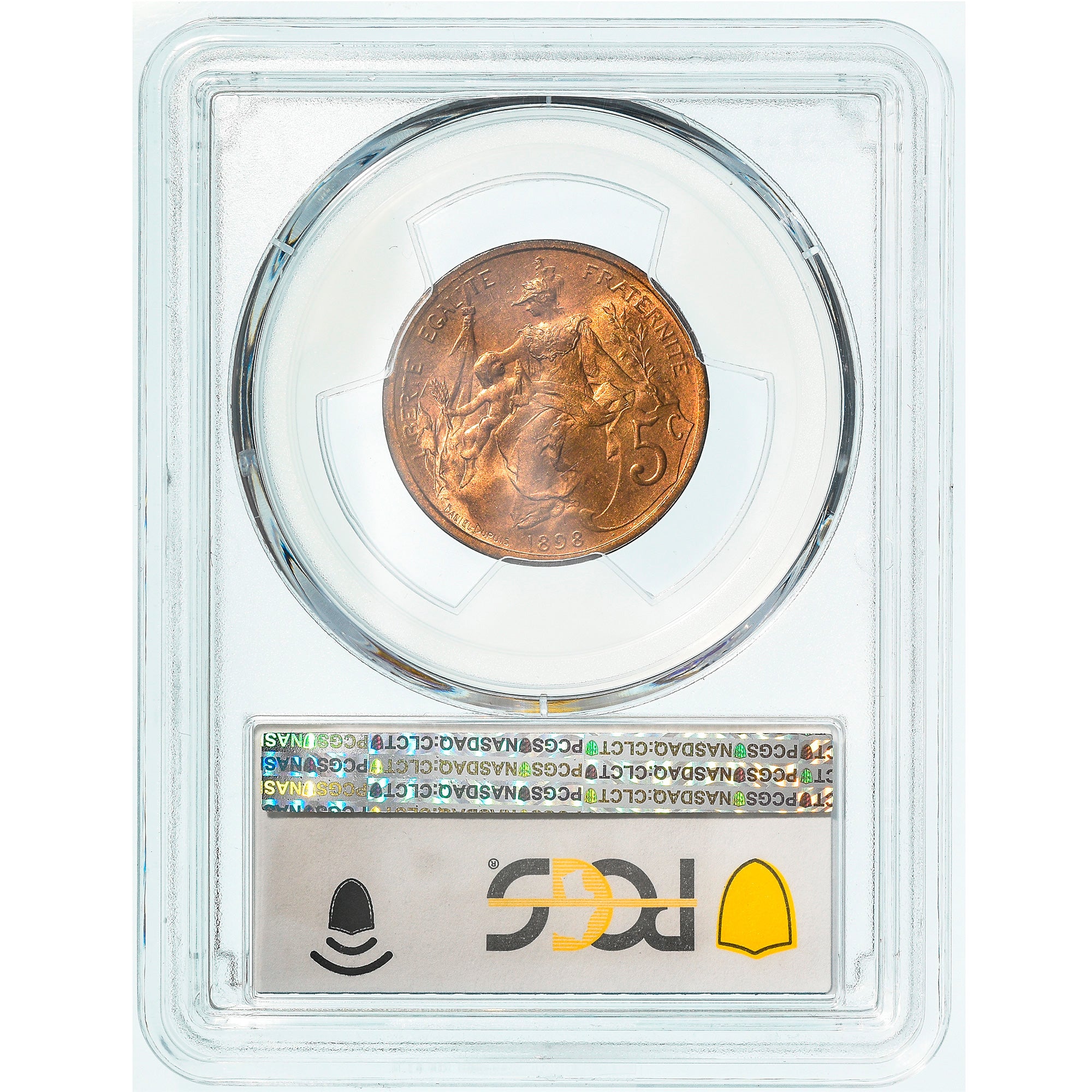 Coin, France, Dupuis, 5 Centimes, 1898, Paris, PCGS, MS64RD, MS(64), Bronze
