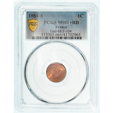 Coin, France, Cérès, Centime, 1884, Paris, PCGS, MS66+RD, MS(65-70), Bronze