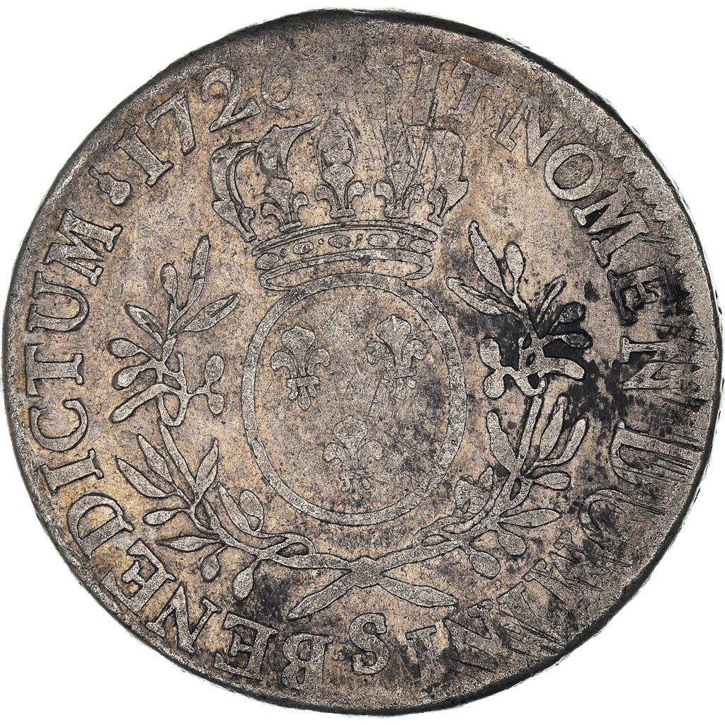 Moneda, Francia, Louis XV, Écu aux branches d'olivier, Ecu, 1726, Reims, BC+