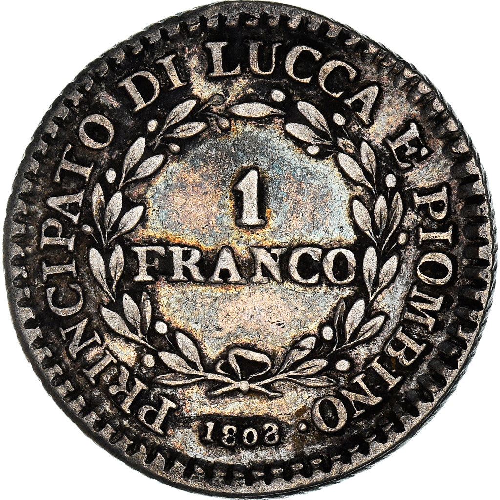 Moneta, DEPARTAMENTY WŁOSKIE, LUCCA, Felix and Elisa, Franco, 1808, Firenze