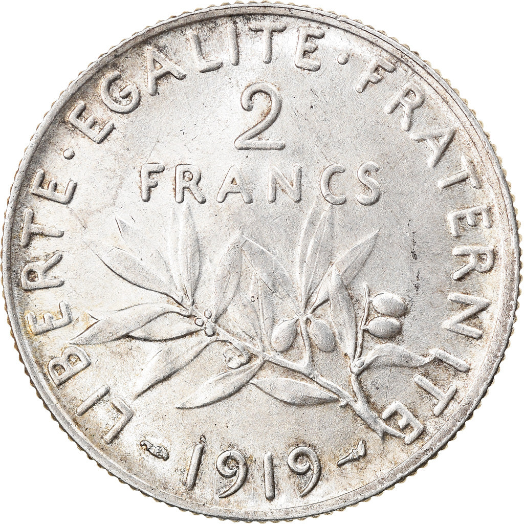 Coin, France, Semeuse, 2 Francs, 1919, Paris, AU(50-53), Silver, KM:845.1