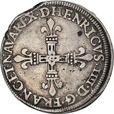 Moeda, França, Henri IV, 1/4 d'écu de Béarn, 1590, Pau, EF(40-45), Prata
