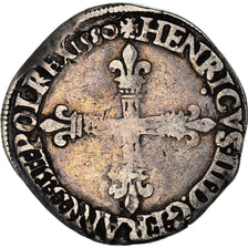 Moeda, França, Henri III, 1/4 Ecu, 1580, Nantes, VF(30-35), Prata