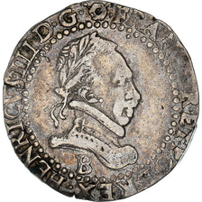 Moneda, Francia, Henri III, Demi Franc, 1587, Rouen, MBC, Plata, Sombart:4716