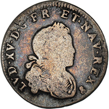 Moneda, Francia, Louis XV, 1/6 Écu (XX – S) de France-Navarre, 20 Sols, 1/6