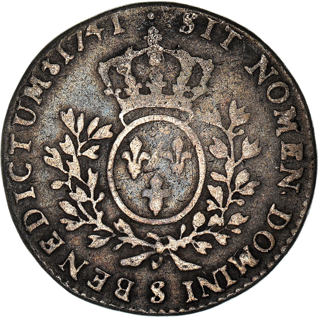 Moeda, França, Louis XV, 1/5 Écu au bandeau, 24 Sols, 1/5 ECU, 1741, Reims