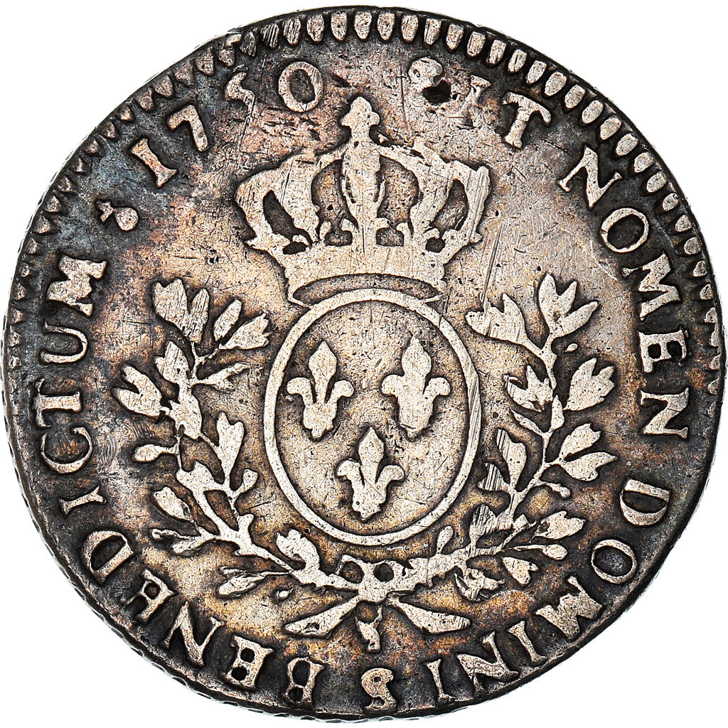 Münze, Frankreich, Louis XV, 1/5 Écu au bandeau, 24 Sols, 1/5 ECU, 1750