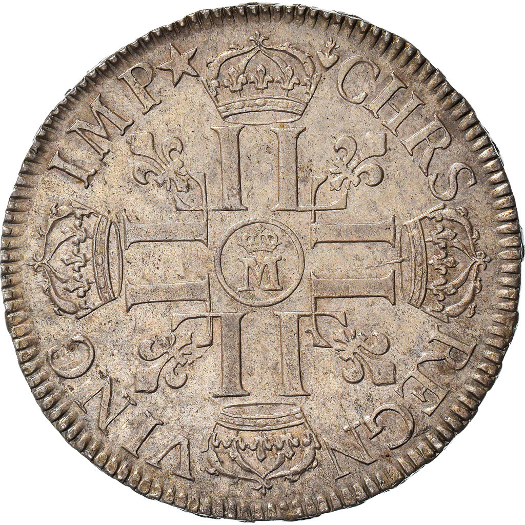 Moneta, Francja, Louis XIV, Écu aux 8 L, Ecu, 1690, Metz, AU(55-58), Srebro