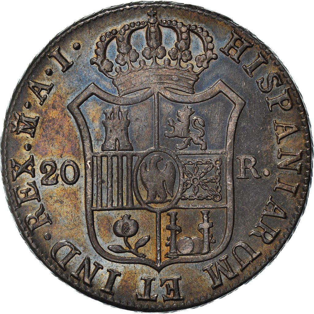 Coin, Spain, Joseph Napolean, 20 Réales, 1810, Madrid, AU(50-53), Silver