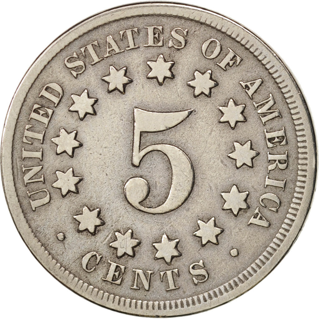 Coin, United States, Shield Nickel, 5 Cents, 1868, U.S. Mint, Philadelphia