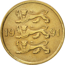 Coin, Estonia, 10 Senti, 1991, no mint, MS(63), Aluminum-Bronze, KM:22