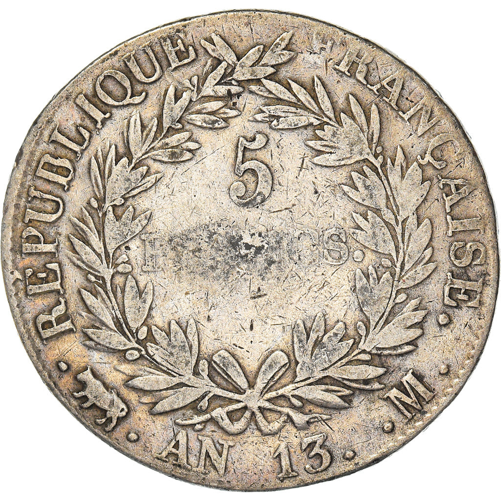 Coin, France, Napoléon I, 5 Francs, AN 13, Toulouse, F(12-15), Silver