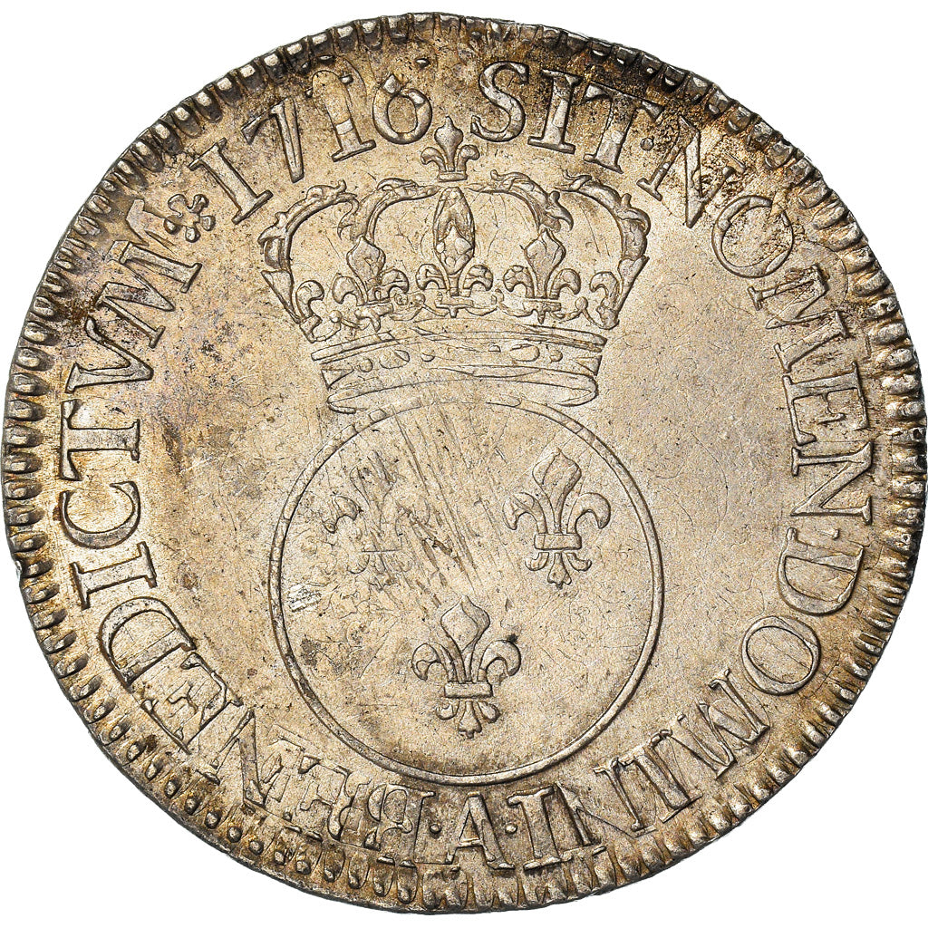 Coin, France, Louis XV, Écu Vertugadin, Ecu, 1716, Paris, EF(40-45), Silver