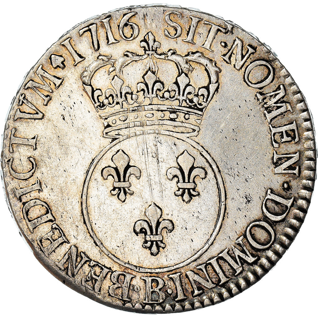 Coin, France, Louis XV, Écu Vertugadin, Ecu, 1716, Rouen, VF(30-35), Silver