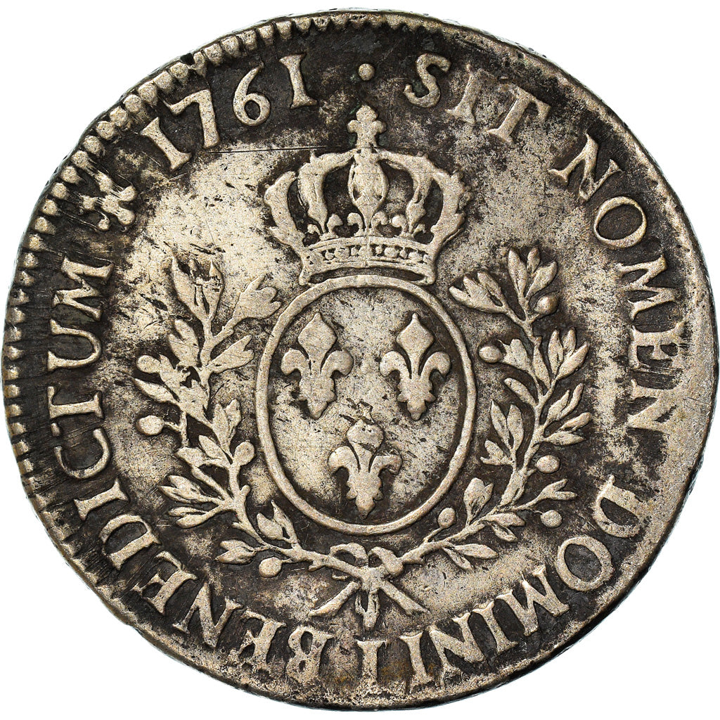 Coin, France, Louis XV, Ecu, 1761, Bayonne, VF(30-35), Silver, Gadoury:322