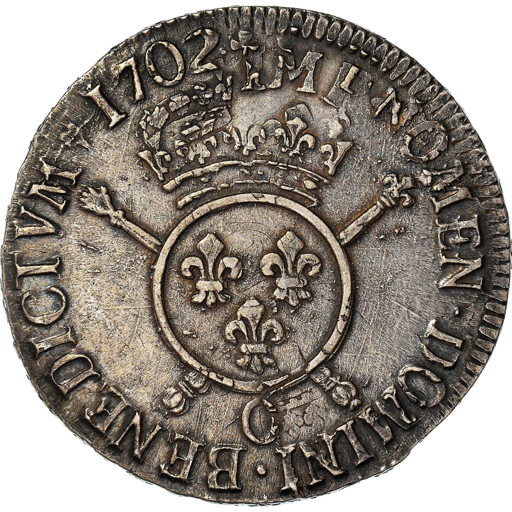 Coin, France, Louis XIV, Écu aux insignes, Ecu, 1702, Riom, EF(40-45), Silver