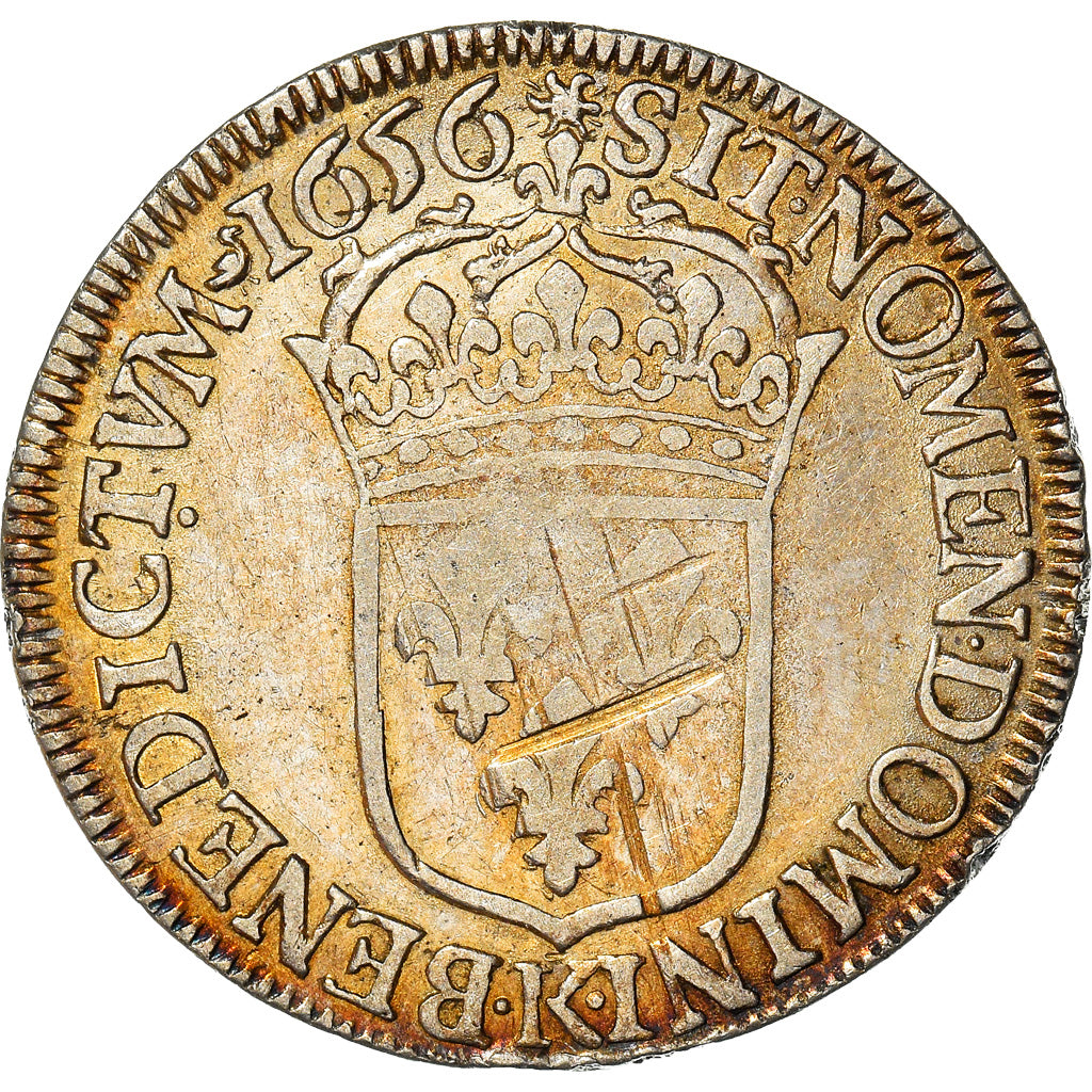 Munten, Frankrijk, Louis XIV, 1/2 Écu à la mèche longue, 1/2 Ecu, 1656