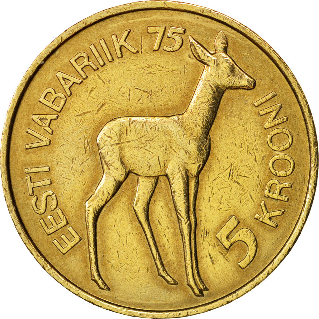 Coin, Estonia, 5 Krooni, 1993, EF(40-45), Brass, KM:29