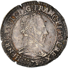Monnaie, France, Henri III, 1/2 Franc au col plat, 1578, Lyon, TTB+, Argent
