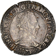 Moeda, França, Henri III, 1/2 Franc au col plat, 1578, Lyon, AU(50-53), Prata