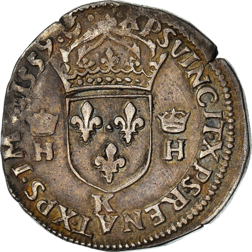 Moneda, Francia, Henri II, Teston, 1559, Bordeaux, MBC, Plata, Sombart:4566