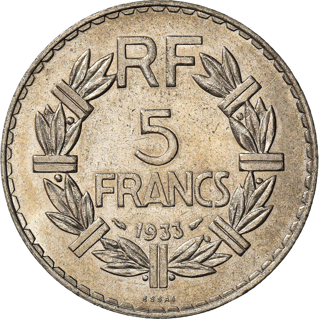 Monnaie, France, Lavrillier, 5 Francs, 1933, ESSAI, SUP+, Nickel, Gadoury:760