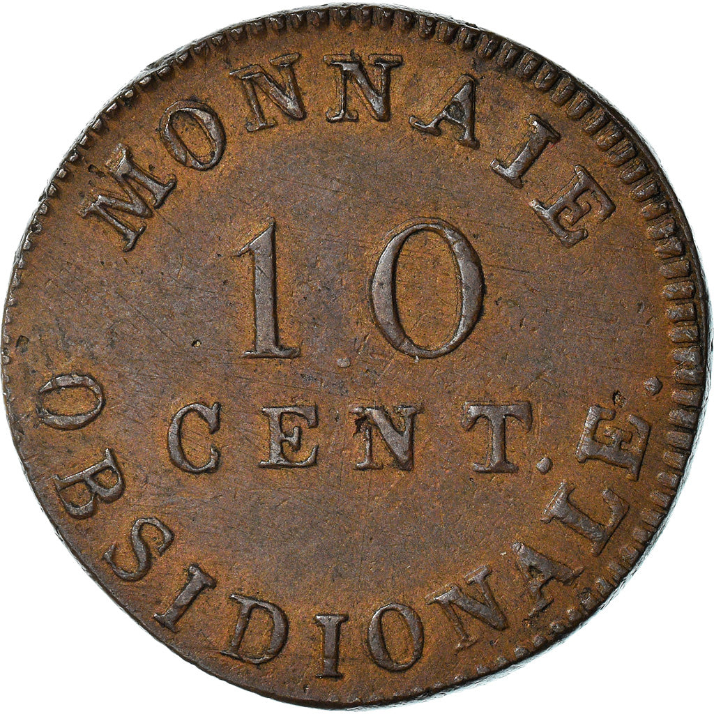 Monnaie, FRENCH STATES, ANTWERP, 10 Centimes, 1814, Wolschot, TTB+, Bronze