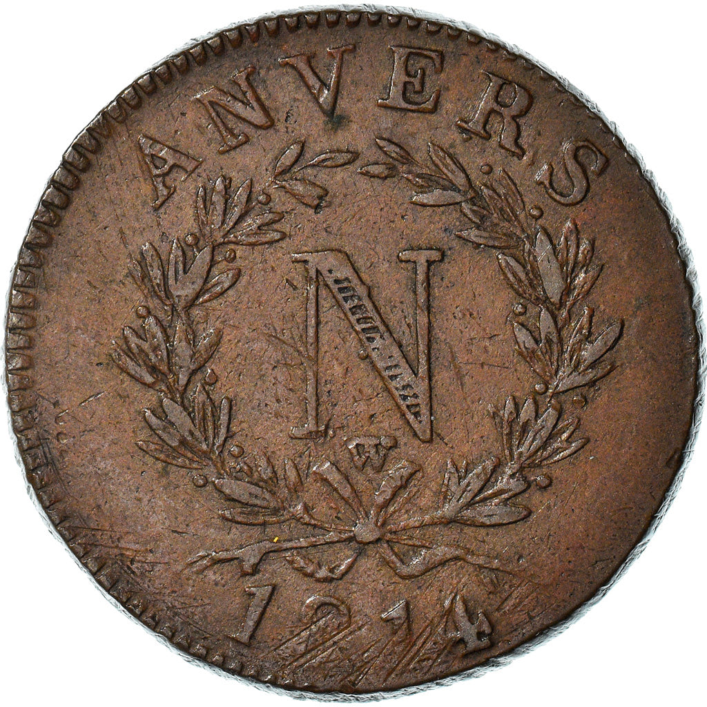 Moeda, ESTADOS FRANCESES, ANTWERP, 10 Centimes, 1814, Wolschot, EF(40-45)