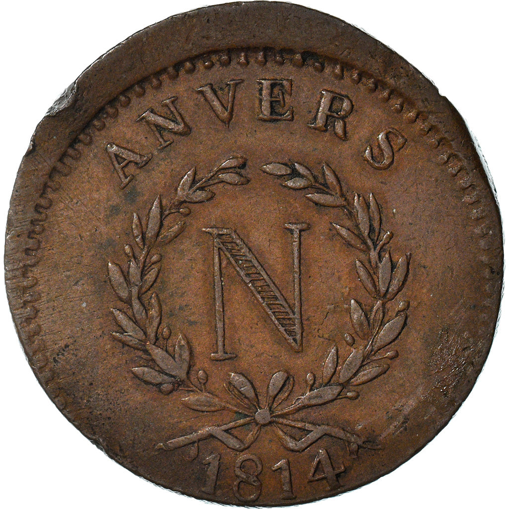 Coin, FRENCH STATES, ANTWERP, 10 Centimes, 1814, Wolschot, EF(40-45), Bronze
